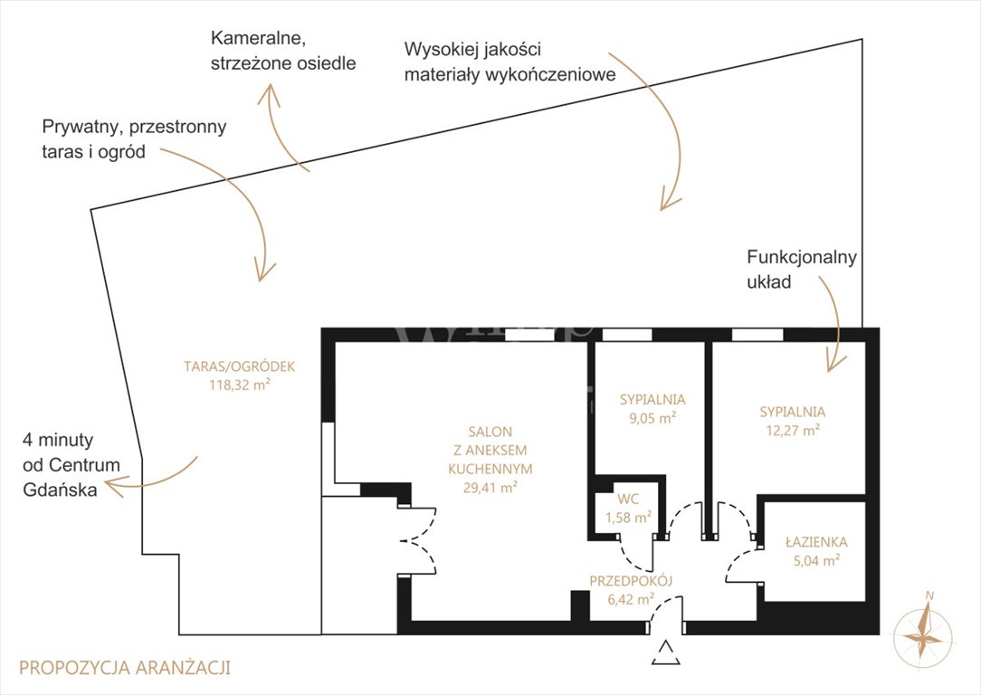 Mieszkanie trzypokojowe na sprzedaż Gdańsk, Siedlce, Sołecka  64m2 Foto 5