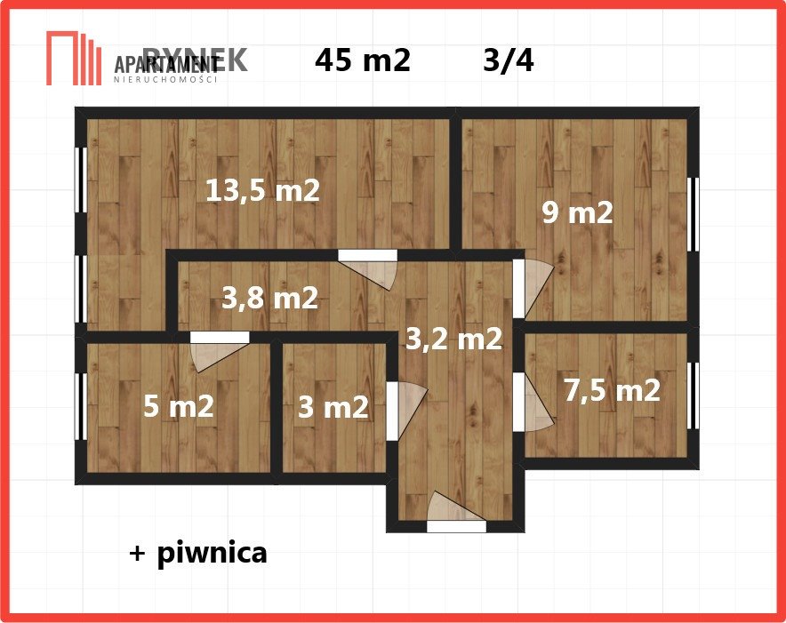 Mieszkanie trzypokojowe na sprzedaż Wrocław  45m2 Foto 1