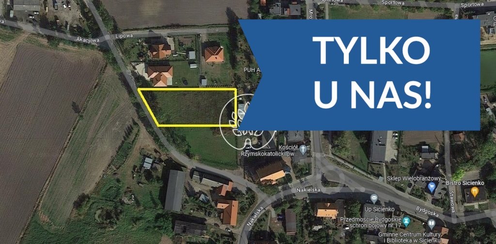 Działka budowlana w Sicienku, 2347 m2, prąd i woda Sicienko  2 347m2 Foto 1