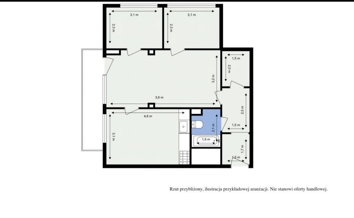 Mieszkanie 58,9 m2 z balkonem i widokiem na Centrum Katowice, Koszutka, Aleja Wojciecha Korfantego  59m2 Foto 1