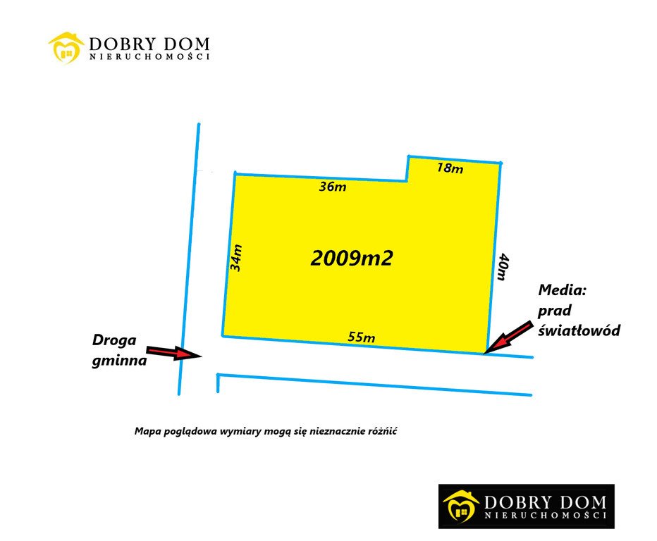 Działka budowlana 2009 m² z mediami i pozwoleniem na 2 domy Grabówka  2 009m2 Foto 1