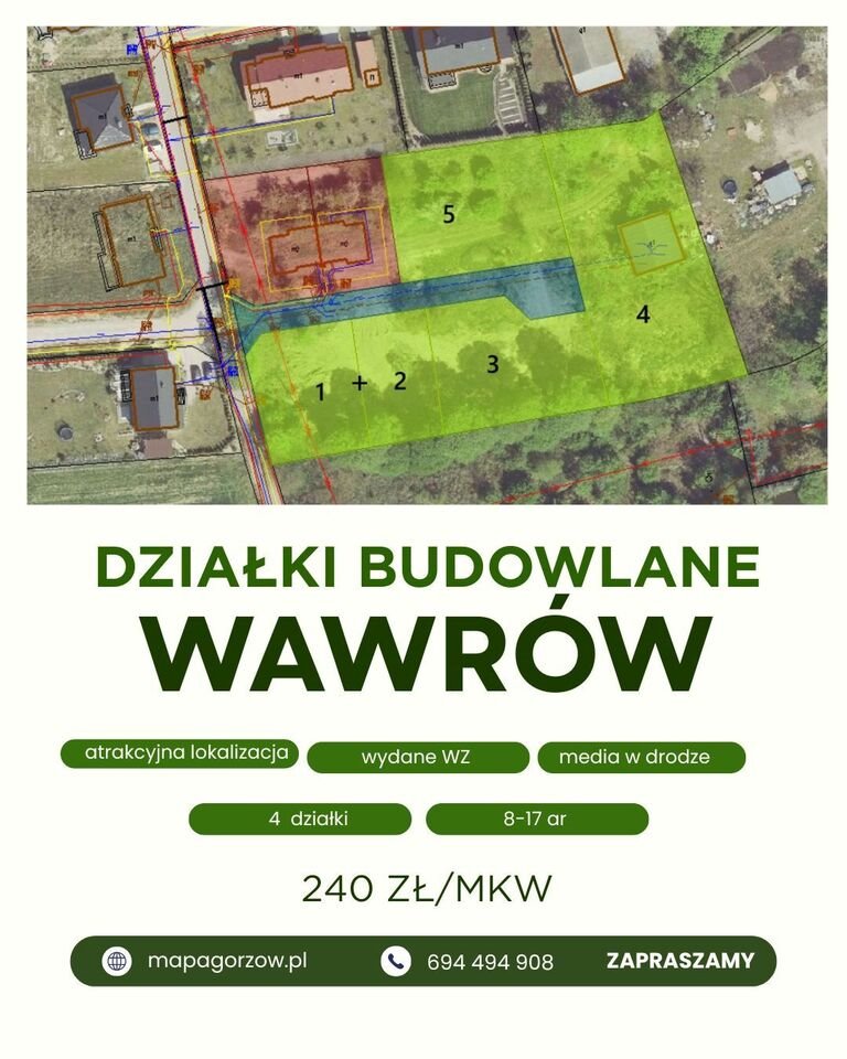 Na sprzedaż działka 870 m² pod dom w Wawrówie Wawrów, Sadowa  870m2 Foto 1
