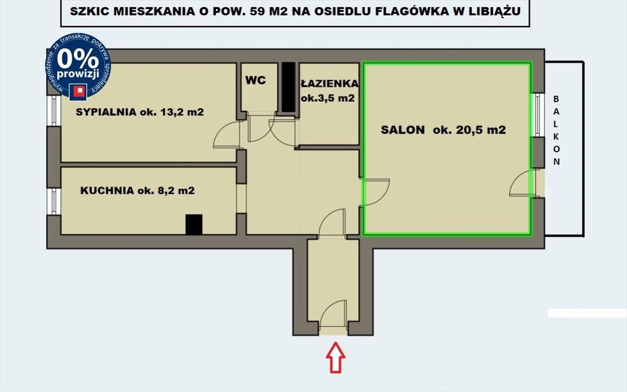 Mieszkanie dwupokojowe na sprzedaż Libiąż, Flagówka, Flagówka  59m2 Foto 2