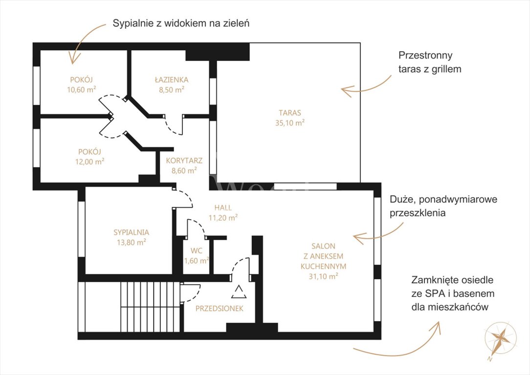 Mieszkanie czteropokojowe  na sprzedaż Gdynia, Mały Kack, Wzgórze Bernadowo  104m2 Foto 4