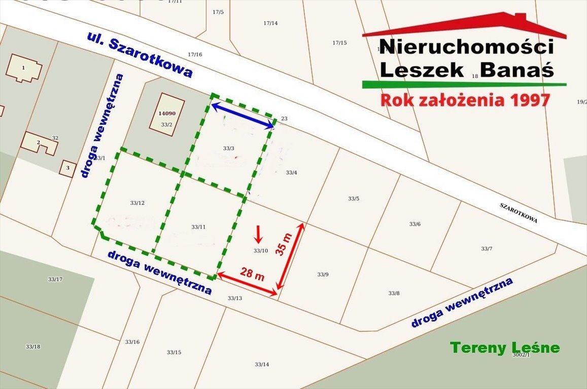 Działka budowlana 994 m² przy lesie, plan MN/U, 109 tys. Grudziądz, Szarotkowa  994m2 Foto 1