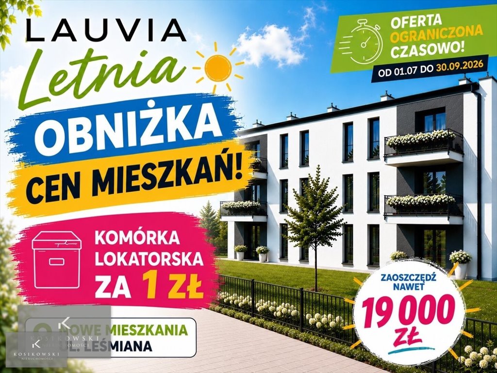Na sprzedaż nowoczesne 3-pokojowe mieszkanie 58 m² z balkonem Namysłów, Bolesława Leśmiana  58m2 Foto 1