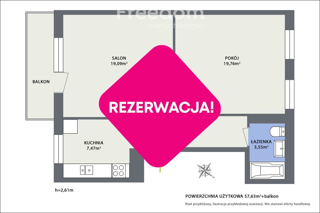 Mieszkanie dwupokojowe na sprzedaż Warszawa, Ursynów, Pięciolinii  58m2 Foto 11