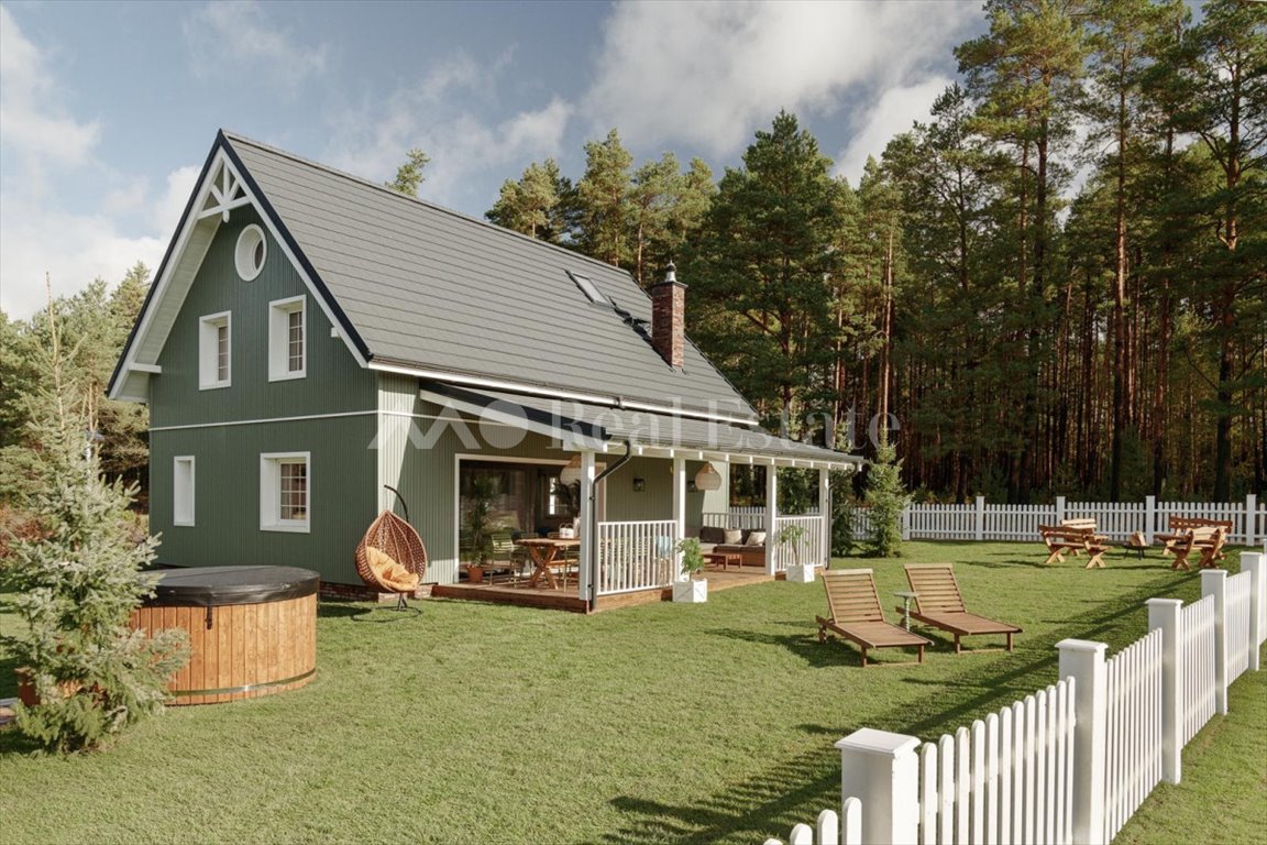 Dom nad jeziorem z sauną i balią w otoczeniu natury Raduń  140m2 Foto 1