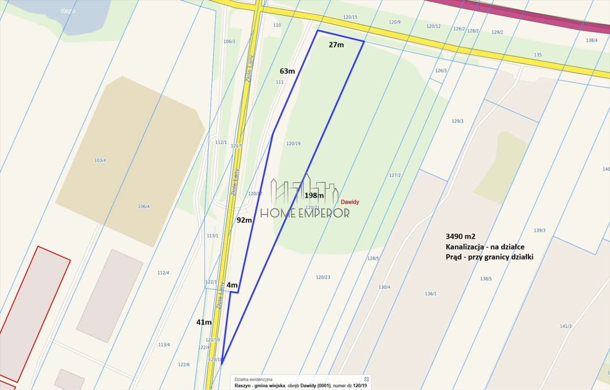 Działka 3490 m² pod usługi, media, blisko PKP - polecam! Dawidy, Złote Łany  3 490m2 Foto 1