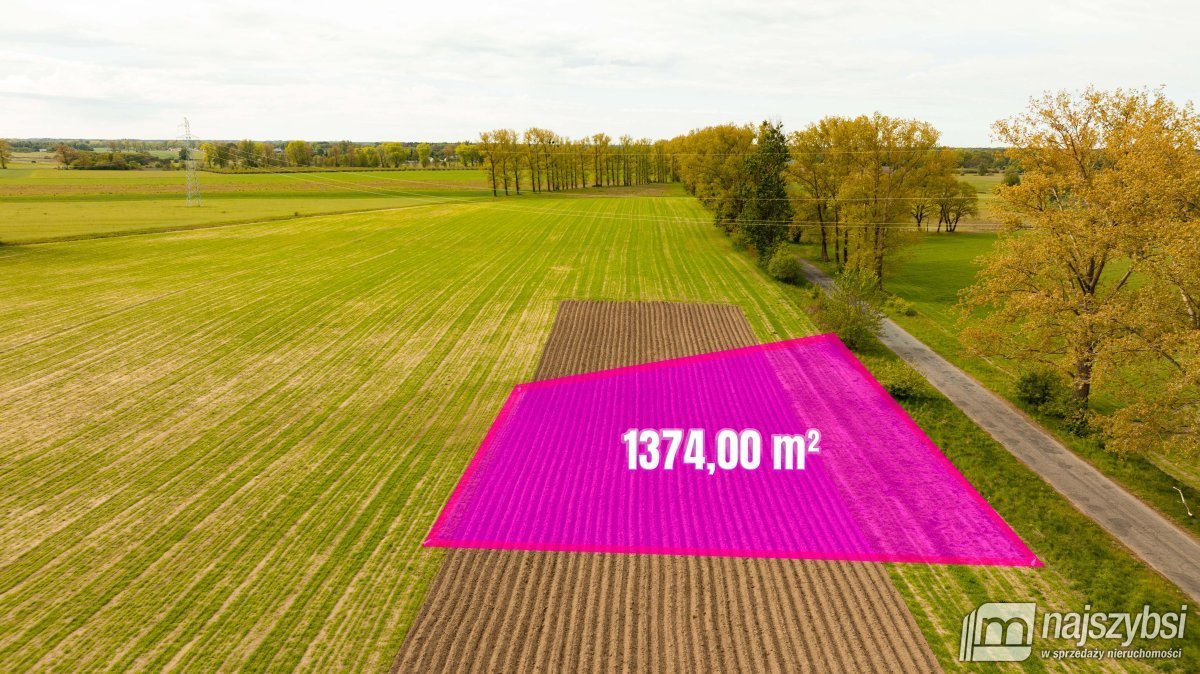 Działka budowlana 1374 m² z mediami w drodze, Dąbrowa Nowogardzka Nowogard, Dąbrowa Nowogardzka  1 374m2 Foto 1