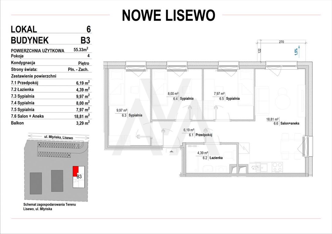 Mieszkanie czteropokojowe  na sprzedaż Lisewo, Nowe Lisewo, Nowe Lisewo, Młyńska  55m2 Foto 3