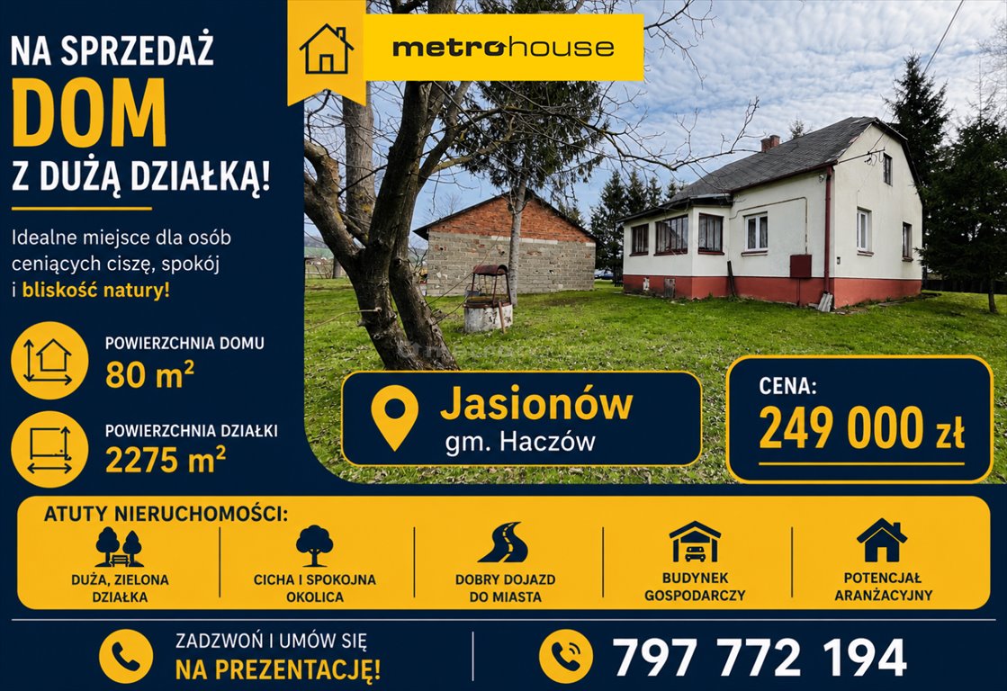 Dom do remontu na dużej działce w Jasionowie - 80 m², 2 pokoje Jasionów  80m2 Foto 1