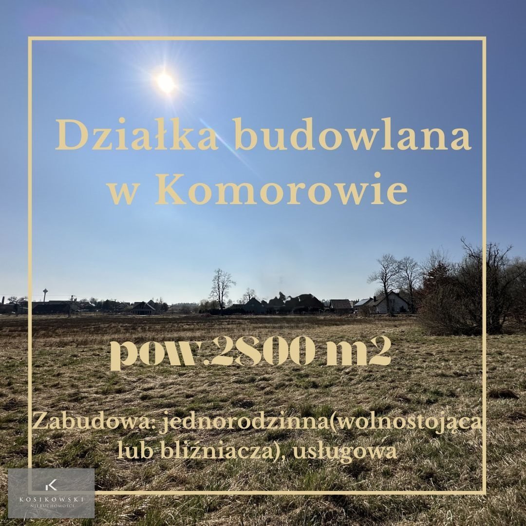 Działka 2800 m² pod zabudowę jednorodzinną, media, asfalt Komorów  2 800m2 Foto 1