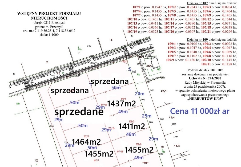 Działka 14,55 ar pod dom jednorodzinny w Przemyślu Przemyśl, Fabryczna  1 465m2 Foto 1