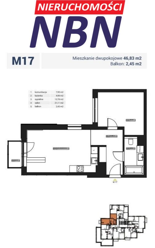 Mieszkanie dwupokojowe na sprzedaż Warszawa, Pochyła  47m2 Foto 3