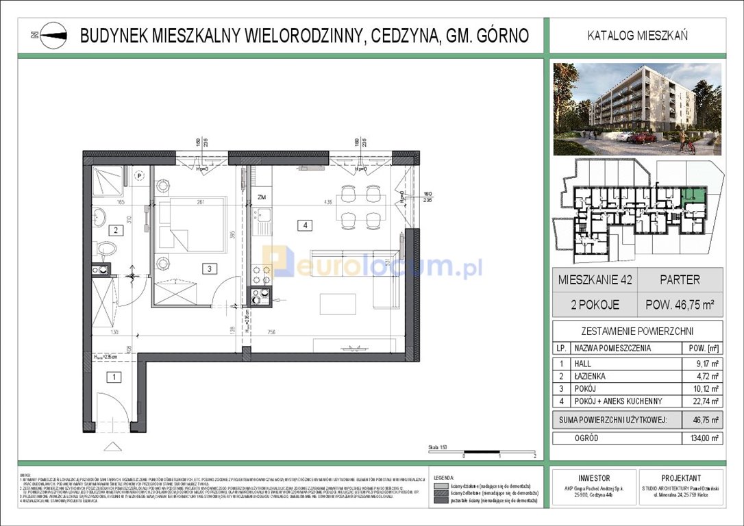 Mieszkanie dwupokojowe na sprzedaż Cedzyna  47m2 Foto 4