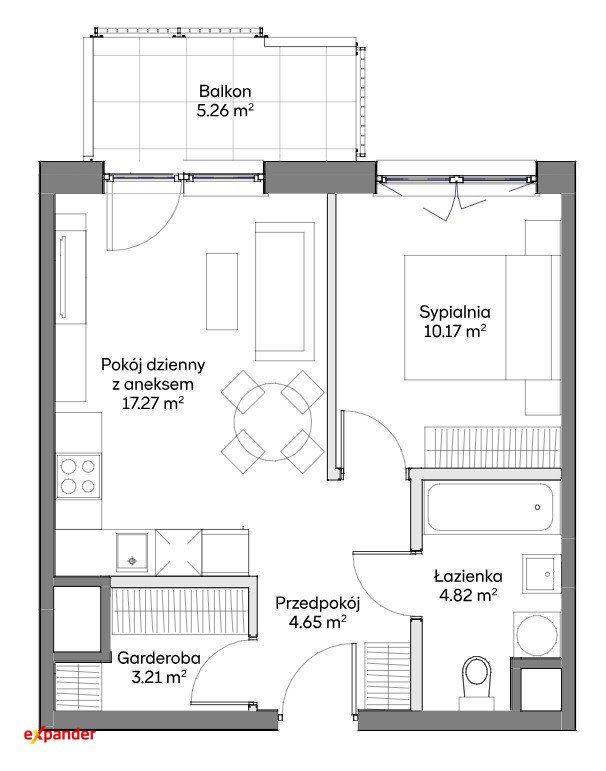 Nowoczesne 2-pokojowe mieszkanie z balkonem i systemem Smart Home Warszawa, Optyków  40m2 Foto 1