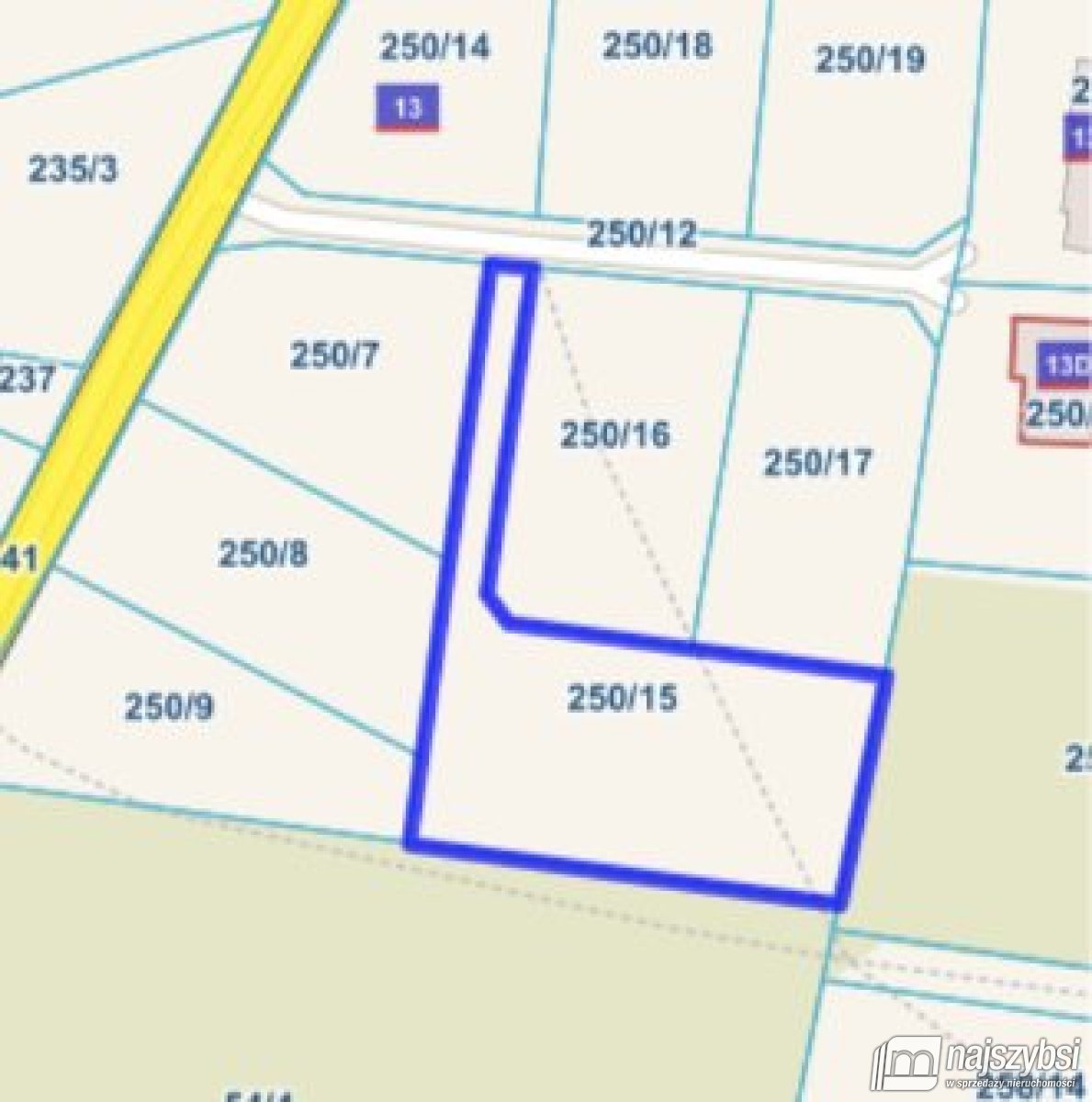 Do sprzedania działka 1653 m² w Komarowie z budynkiem i garażem Komarowo  1 653m2 Foto 1