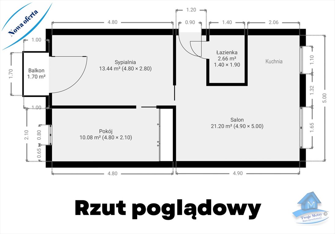 Mieszkanie trzypokojowe na sprzedaż Włocławek  48m2 Foto 10