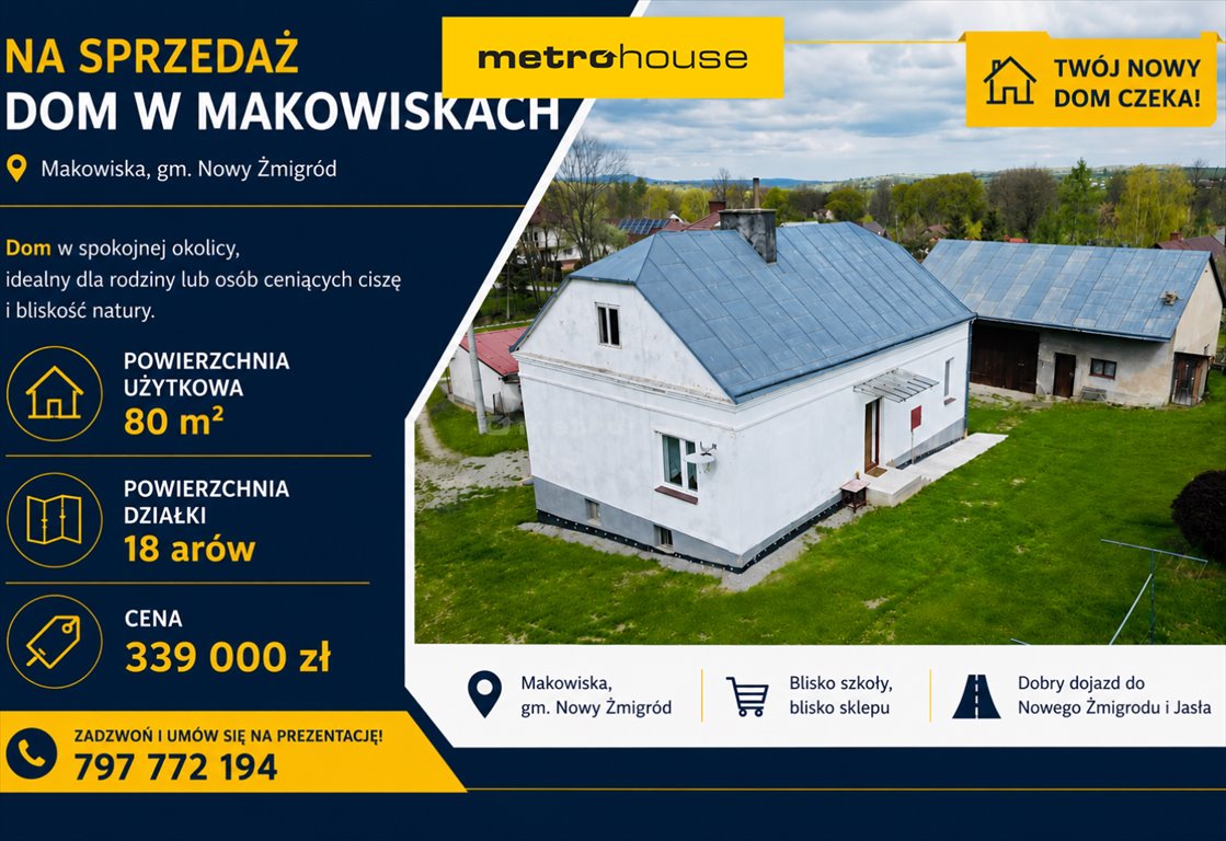 Urokliwy dom 80 m² na 18 a w Makowiskach - adaptacyjny strych Makowiska  80m2 Foto 1