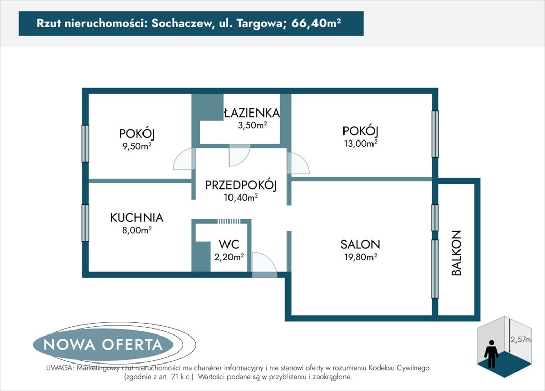 Mieszkanie trzypokojowe na sprzedaż Sochaczew, Targowa  66m2 Foto 4