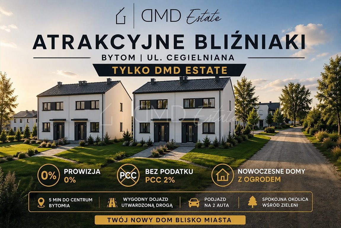 Nowoczesny dom bliźniak 91 m² z ogrodem, gotowy do wykończenia Bytom, Centrum, Centrum  91m2 Foto 1