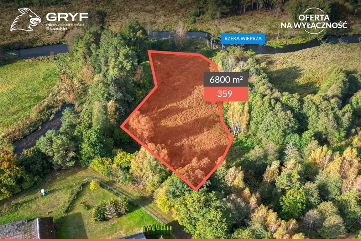 Działka rolna nad rzeką Wieprza w Korzybiu – 6800 m² Korzybie, Korzybie, Kolejowa  6 800m2 Foto 1