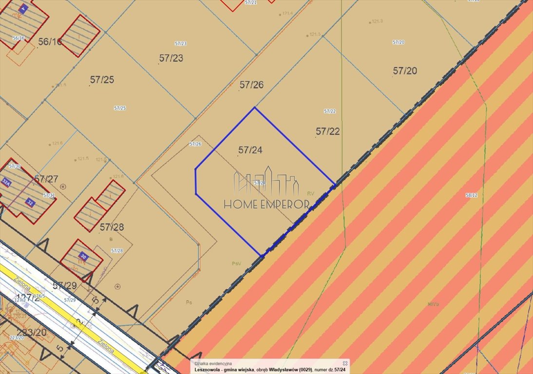 Działka 917 m2 z mediami pod dom jednorodzinny Władysławów, Zielona  917m2 Foto 1