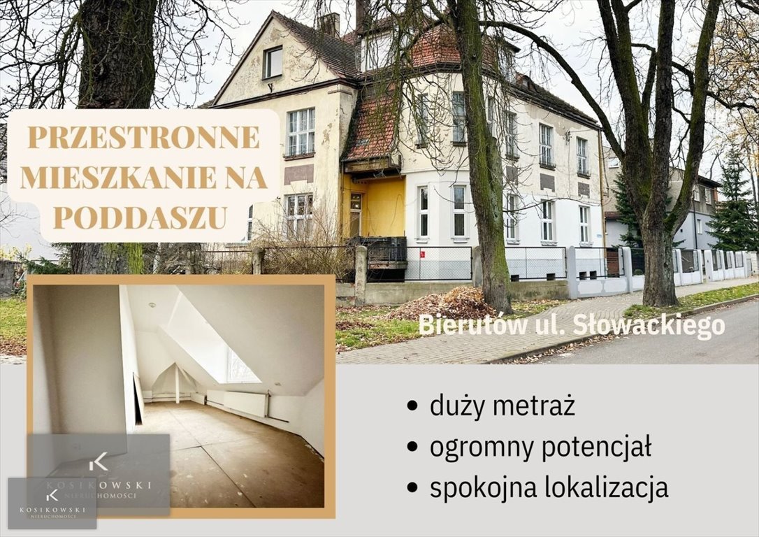 Przestronne 83 m² do remontu z potencjałem i dużym poddaszem Bierutów, J. Słowackiego  83m2 Foto 1