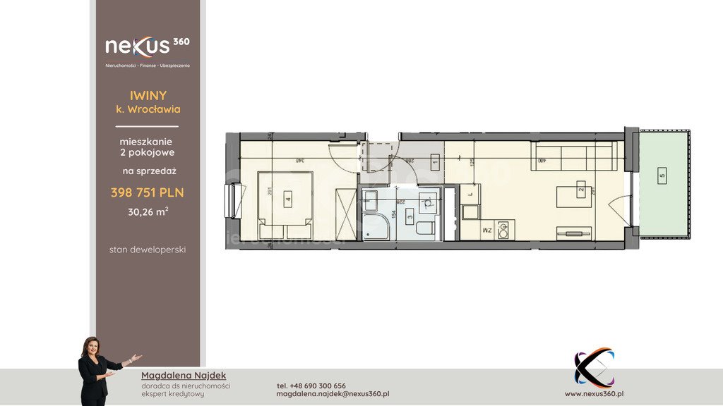 Mieszkanie dwupokojowe na sprzedaż Iwiny, Brochowska  30m2 Foto 1