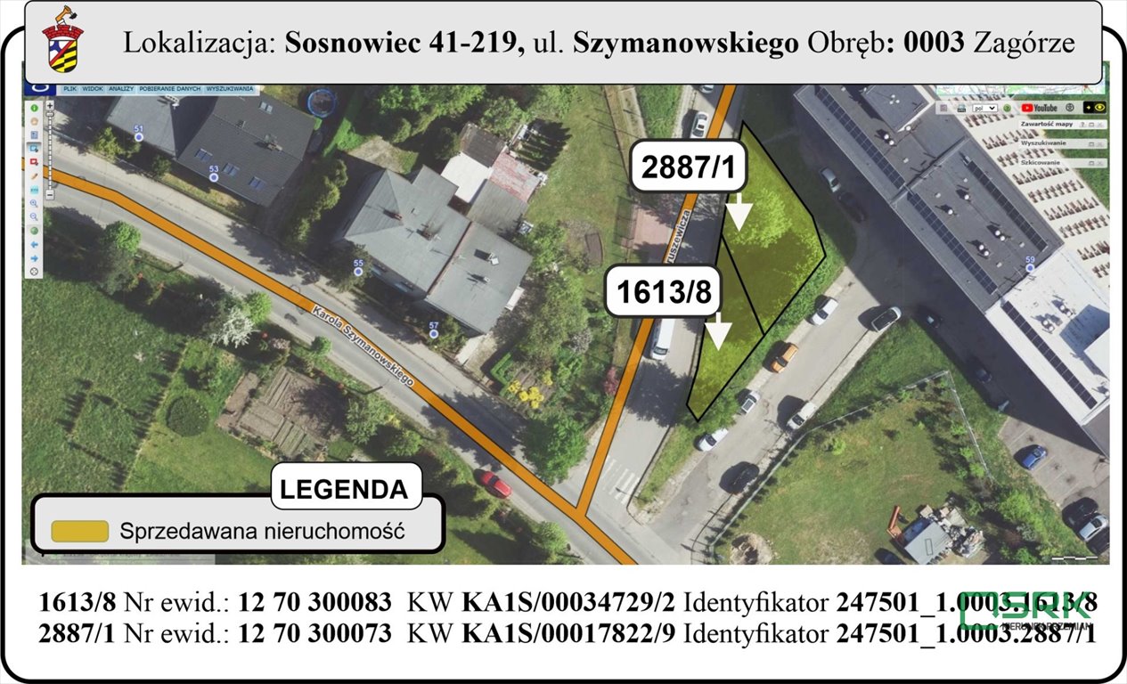 Działki pod wielorodzinną zabudowę w Sosnowcu (blisko komunikacji) Sosnowiec, Zagórze, Szymanowskiego  308m2 Foto 1