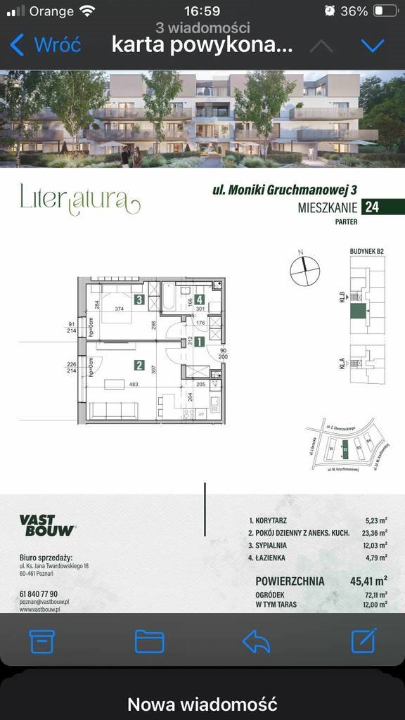 Mieszkanie dwupokojowe na sprzedaż Poznań, Moniki Gruchmanowej  45m2 Foto 1