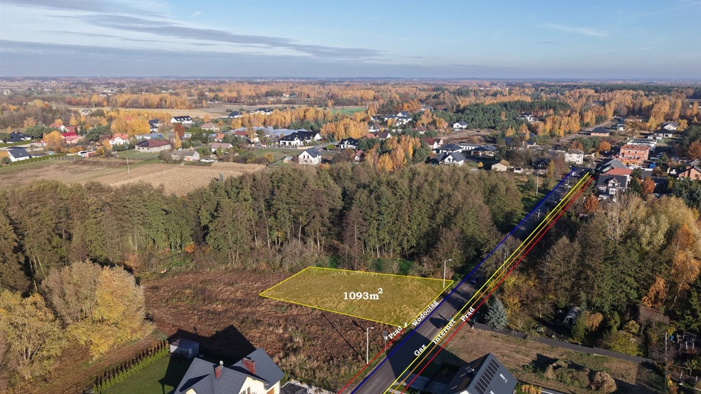 Działka 1093 m² z szerokim frontem, MPZP, uzbrojona Rozlazłów  1 093m2 Foto 1