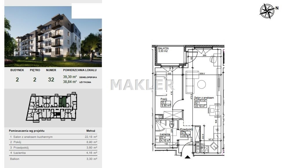 Mieszkanie dwupokojowe na sprzedaż Bydgoszcz, Szwederowo  39m2 Foto 5