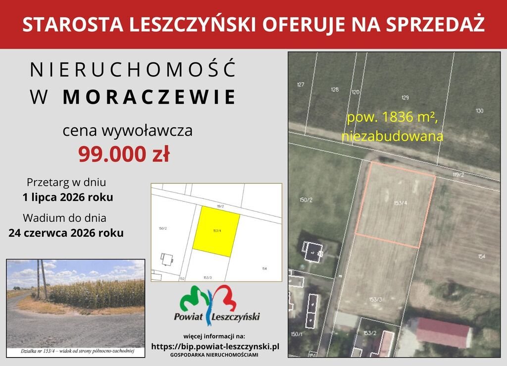 Działka pod zabudowę w Moraczewie, 1836 m2, atrakcyjna cena Moraczewo  1 836m2 Foto 1