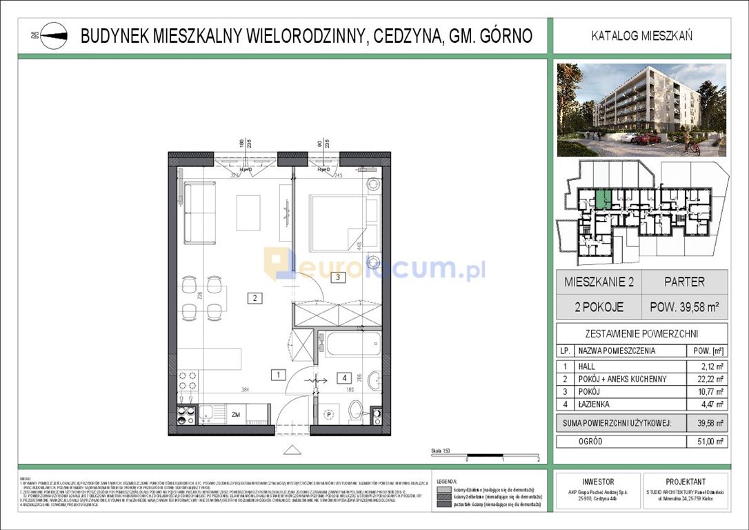 Mieszkanie dwupokojowe na sprzedaż Cedzyna  40m2 Foto 4