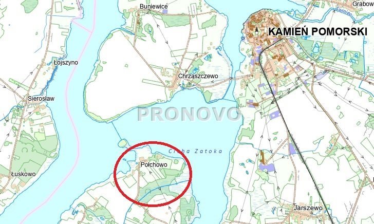 Działka 9401 m² przy wodzie z planem 8 domów i widokiem na wyspę Połchowo  9 401m2 Foto 1