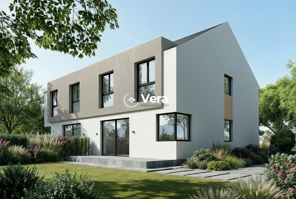 Nowoczesny dom bliźniaczy 140m2 z garażem i dużymi oknami Kady  140m2 Foto 1
