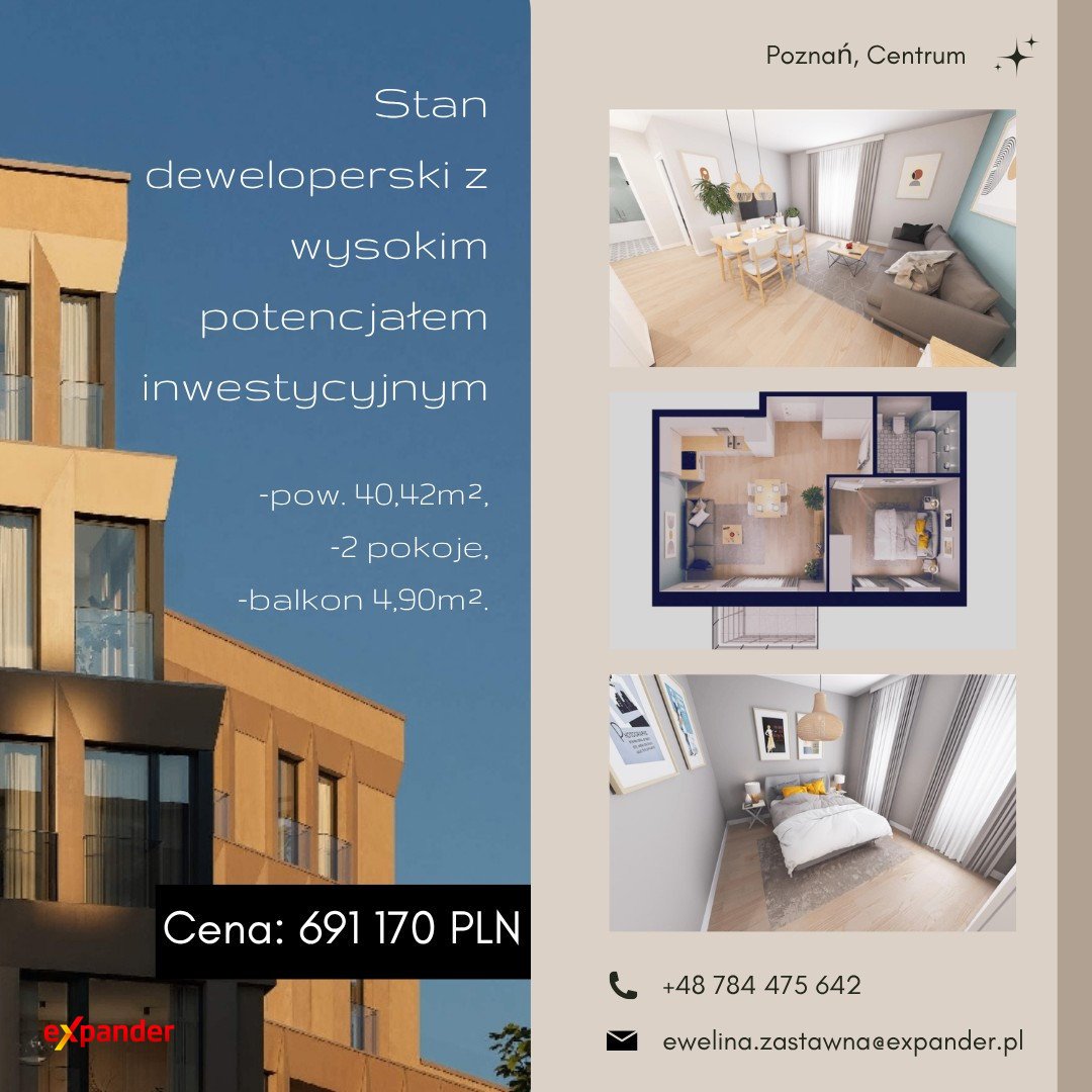 Zapraszam do nowoczesnego 2-pokojowego mieszkania z balkonem i systemem smart Poznań, Stare Miasto, Garbary  40m2 Foto 1