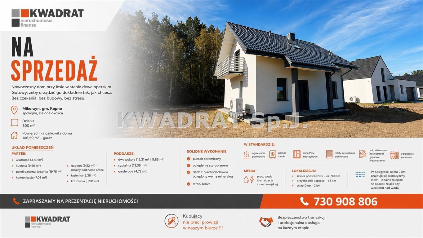 Nowoczesny dom w Mikorzynie z garażem i ogródkiem Mikorzyn  107m2 Foto 1