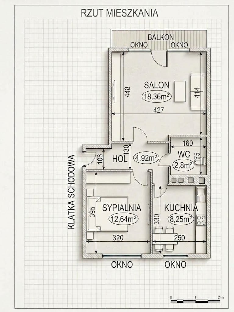 Na sprzedaż przestronne 2-pokojowe mieszkanie 47,6 m² w Pionkach Pionki, Zakładowa 12  48m2 Foto 1