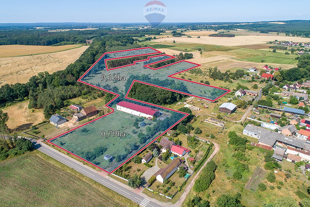 Działka 9,91 ha z magazynem i mieszkaniem w Ostrzycach Ostrzyce  99 100m2 Foto 1
