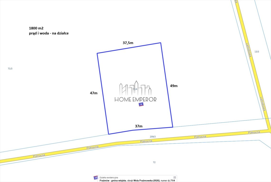 Działka budowlana na sprzedaż Wola Prażmowska, Północna  1 800m2 Foto 1