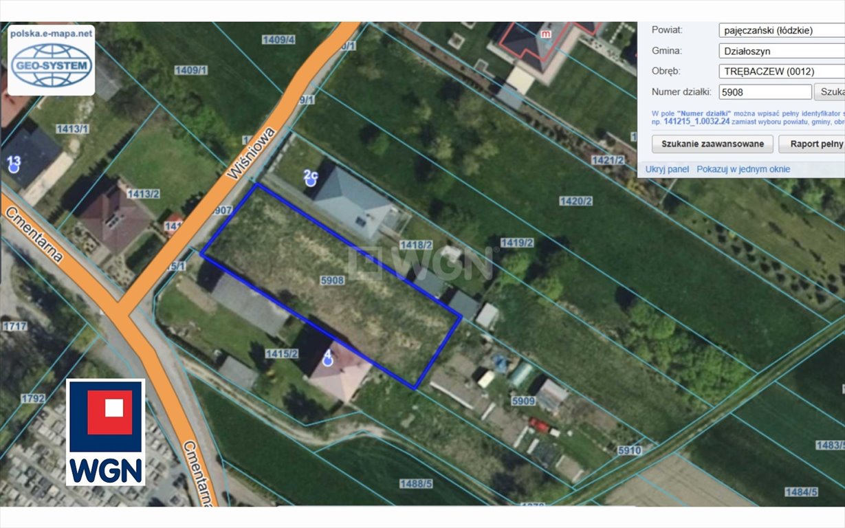 Działka budowlana w Trębaczewie z mediami i pełną własnością Trębaczew, Wiśniowa  1 332m2 Foto 1