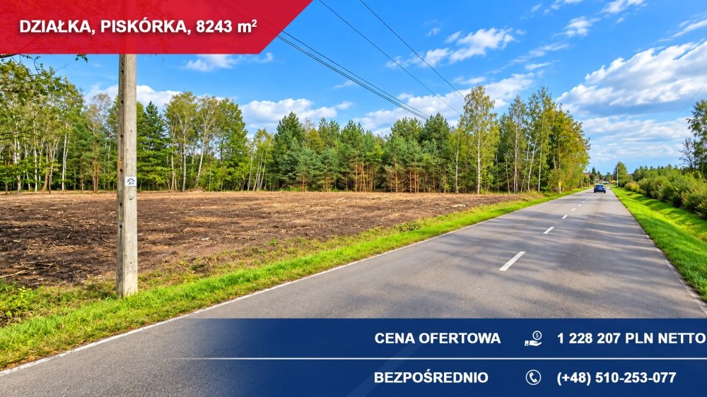 Sprzedam działkę 8 243 m² w Piskórce z dostępem do mediów: Piskórka: Jagodowa