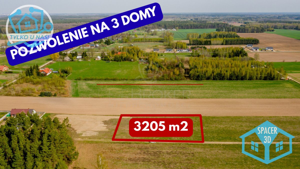 Działka pod zabudowę 3 domy, decyzja WZ, 3205 m² Pasynki  3 205m2 Foto 1