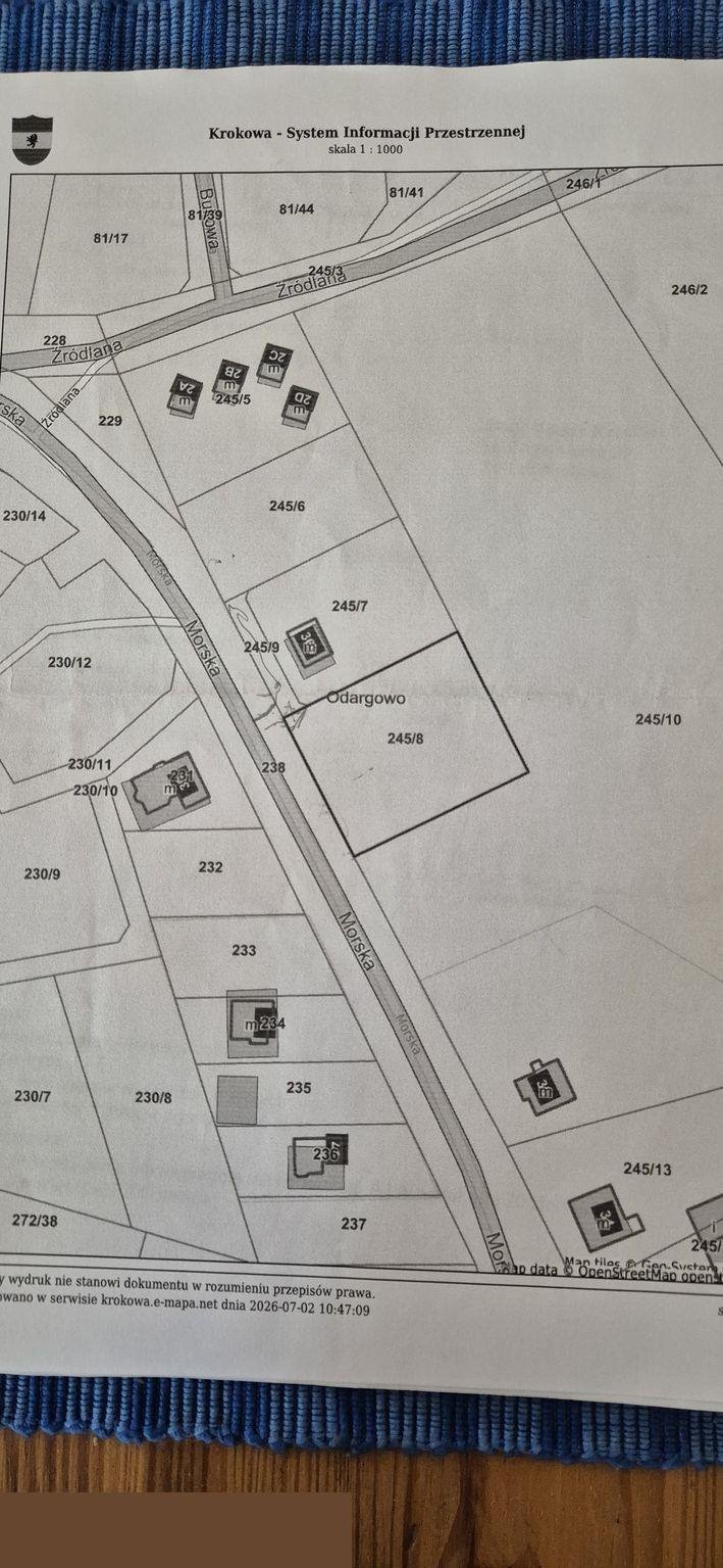 Do sprzedania działka 1676 m² z mediami i dostępem do ścieżki rowerowej Odargowo, Morska  1 676m2 Foto 1