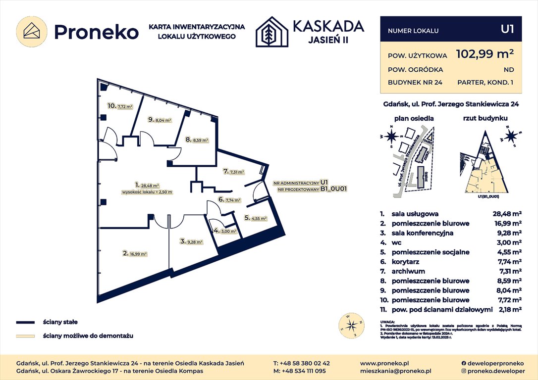 Lokal usługowy przy ul. Stankiewicza w Gdańsku, 103 m2 Gdańsk, Jasień, Kaskada Jasień, prof. Jerzego Stankiewicza 24  103m2 Foto 1