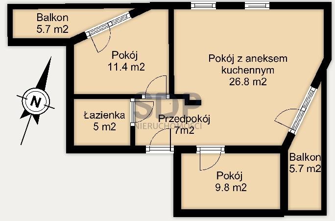 Mieszkanie trzypokojowe na sprzedaż Wrocław, Krzyki, Racławicka  60m2 Foto 7