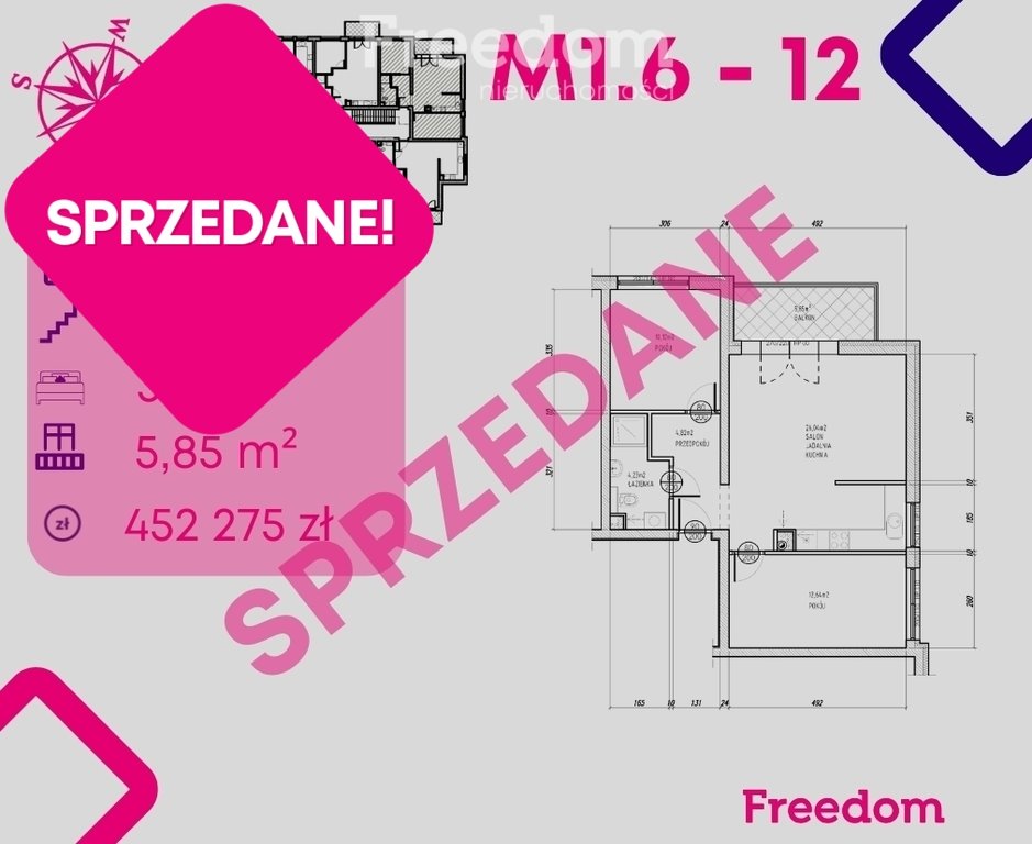 Mieszkanie trzypokojowe na sprzedaż Bonin  57m2 Foto 1